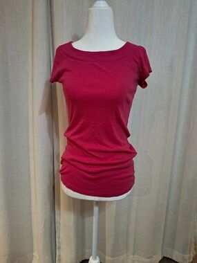 Express Short Sleeve Scoop Neck Top - Pink Small